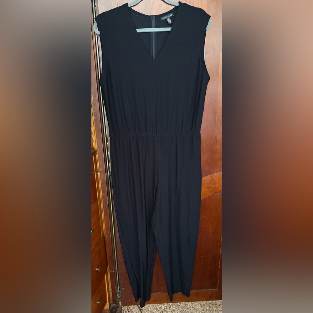 Eileen Fisher Black Sleeveless V-Neck Ankle Jumpsuit